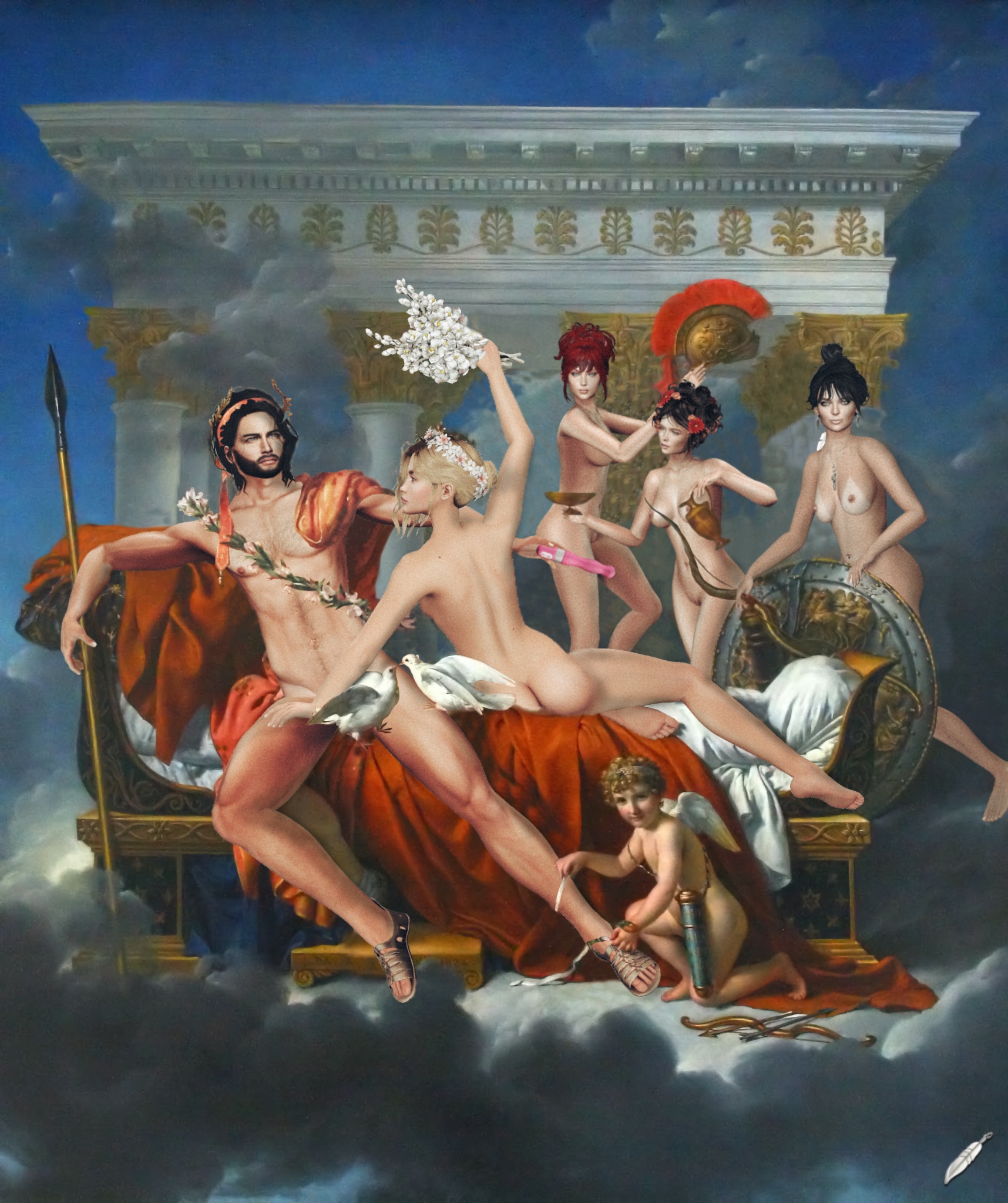 Jacques-Louis David - Mars disarmed byVenus and the three Graces
